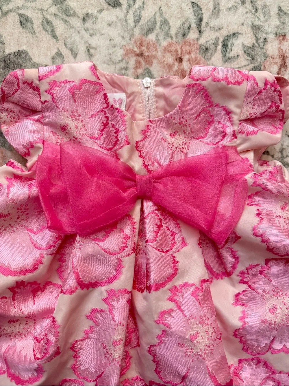 Boutique Pink Floral Bow-Accent Baby Girls' Formal Dress